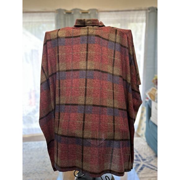 STAN HERMAN XS Purple Plaid Super Soft Luxe Knit Half Zip Poncho Pockets - Picture 3 of 8